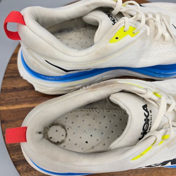 Hoka One One Bondi 8 Shoes Mens 11.5 D White Blue Walking Sneakers NO INSOLES main image 10